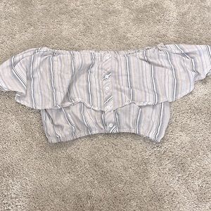 Off the shoulder Cropped Top | Blue | Medium